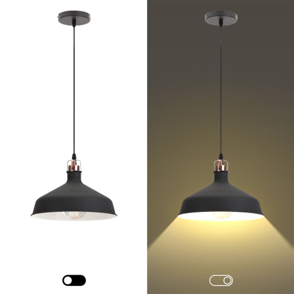 Светильник подвесной (подвес) ЭРА PL2 BK/RC металл, E27, max 60W, высота плафона 200мм, подвеса 780мм, черный/медь | Подвесы в стиле LOFT