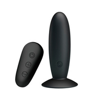 Черный анальный вибростимулятор 11см с пультом ДУ Mr.Play Remote Control Vibrating Plug BI-040045W-MR