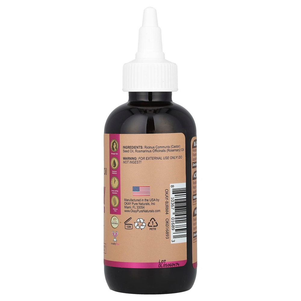 Okay Pure Naturals, чёрное касторовое масло с розмарином, 118 мл (4 жидк. унции)