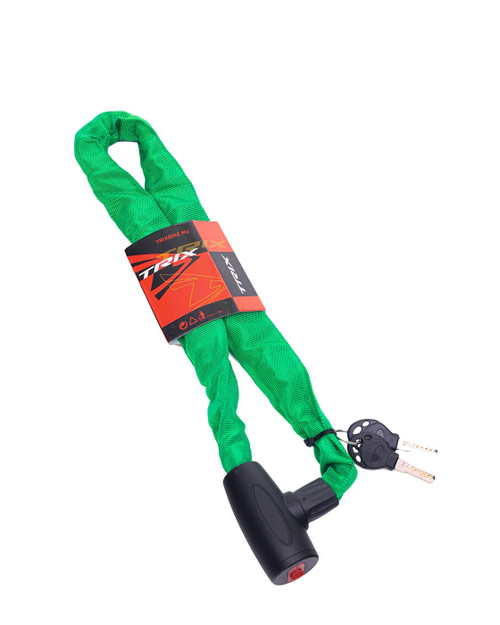 Замок велосипедный TRIX, цепь, с ключами, зеленый