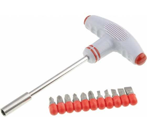 ОТВЕРТКА MATRIX С Т-ОБРАЗНОЙ РУЧКОЙ И НАБОРОМ БИТ 11ШТ 11567