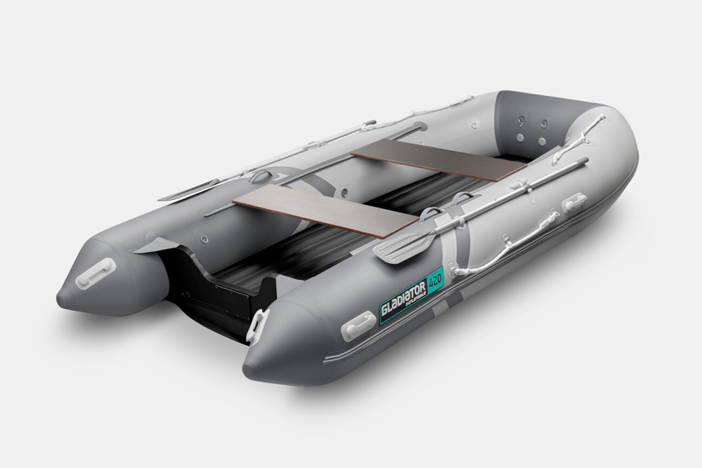 Надувная лодка GLADIATOR E420S светло-темносерый