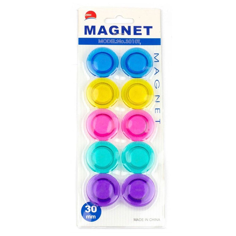 Набор магнитов Basir для магнитно-маркерной доски, полупрозрачный, разноцветные, 30 мм, 10 шт