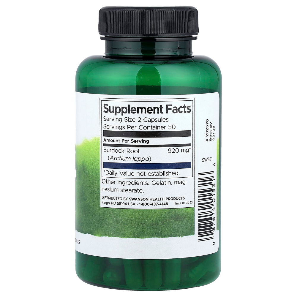 Swanson, Full Spectrum®, корень лопуха, 100 капсул (460 мг в 1 капсуле)