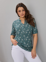 Блузка БЛ-122/зеленый-колокольчики