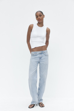 ZARA ДЖИНСЫ TRF STRAIGHT LOW-RISE, СВЕТЛО-ГОЛУБОЙ