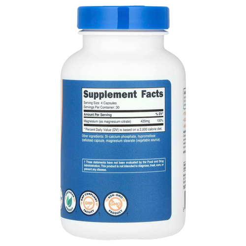 Nutricost, Цитрат магния, 120 капсул (105 мг на капсулу)