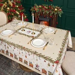 СКАТЕРТЬ "ЩЕЛКУНЧИК" 160Х220СМ БЕЖЕВЫЙ,100% ХЛОПОК,ТВИЛ