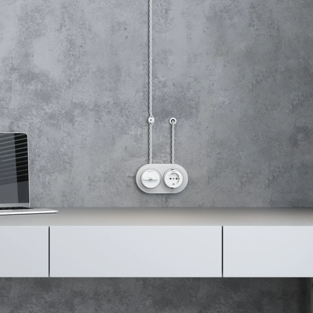 Втулка для вывода кабеля из стены 2 шт. (белый) Ретро W6421101