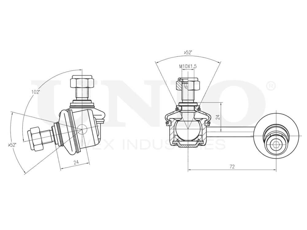 Стойка стабилизатора передняя левая UNIO SSP-50030