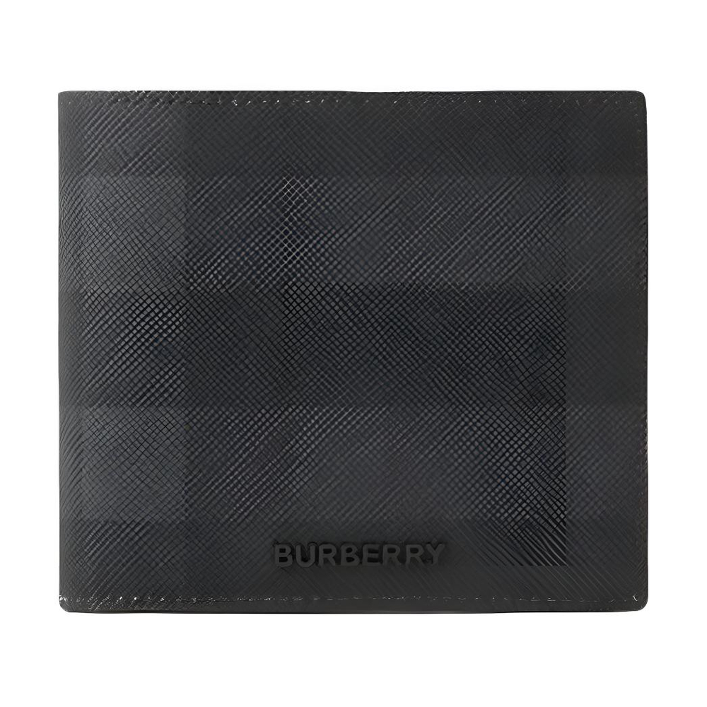 Burberry Leather Wallet Men"s Charcoal Gray