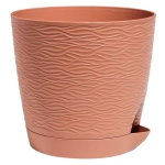 Кашпо для цветов пластиковое 1,5л d-14 см «Блюз» с поддоном Карамельный
