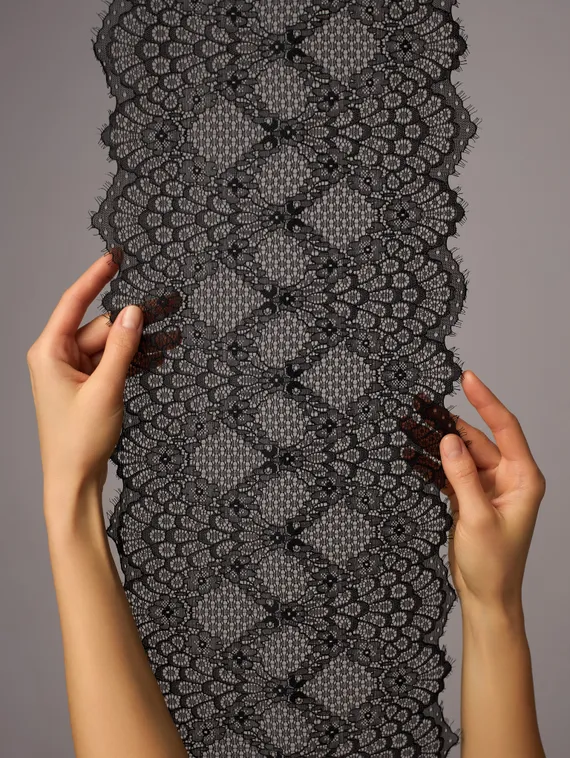 03-291 ОПТ Кружево эластичное 23 см, черный 170