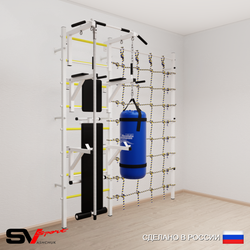 Шведская стенка Sv Sport усиленная 69020 (Турник стандарт/Брусья/Стойка/Скамья/Канат/Цепь/Мешок 22кг/Канатный лаз)