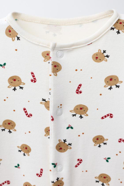 ZARA КОМБИНЕЗОН С ОЛЕНЯМИ И РЕГУЛИРУЕМЫМИ ШТАНИНАМИ, ЭКРЮ