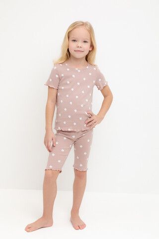 пижама  для девочки  К 1632/кофейный,маленькие яблочки