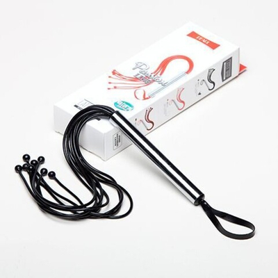 Чёрная латексная плеть с шариками на конце Pearl (35 см, черный, серебро) (Цвет: черный, серебро)