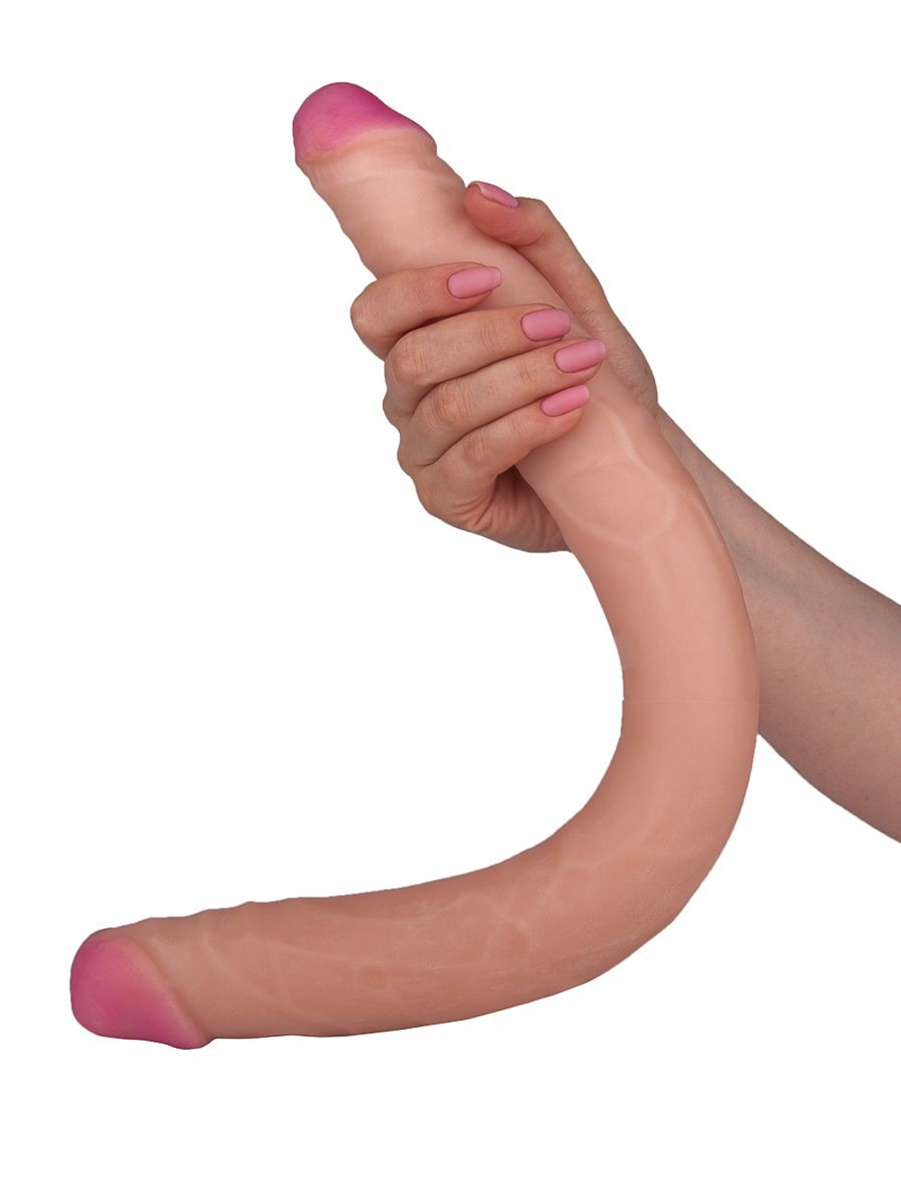 Двусторонний фаллос из неоскина - 48 см. (Цвет: телесный)