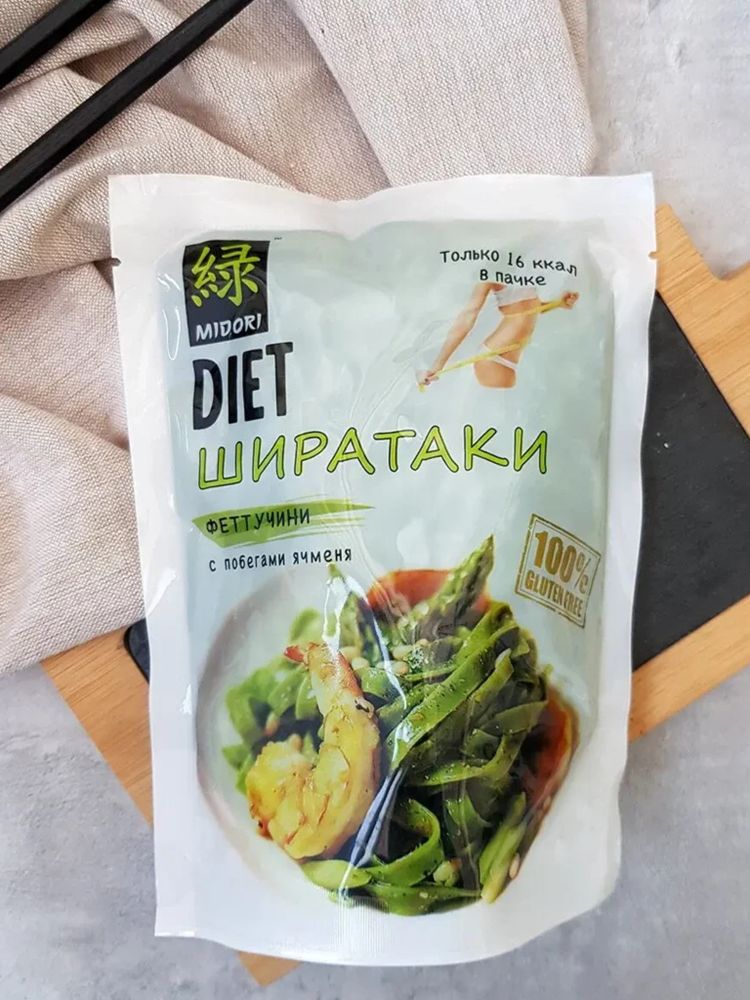 Лапша Midori Ширатаки Феттучини с побегами ячменя 200 г 3 шт