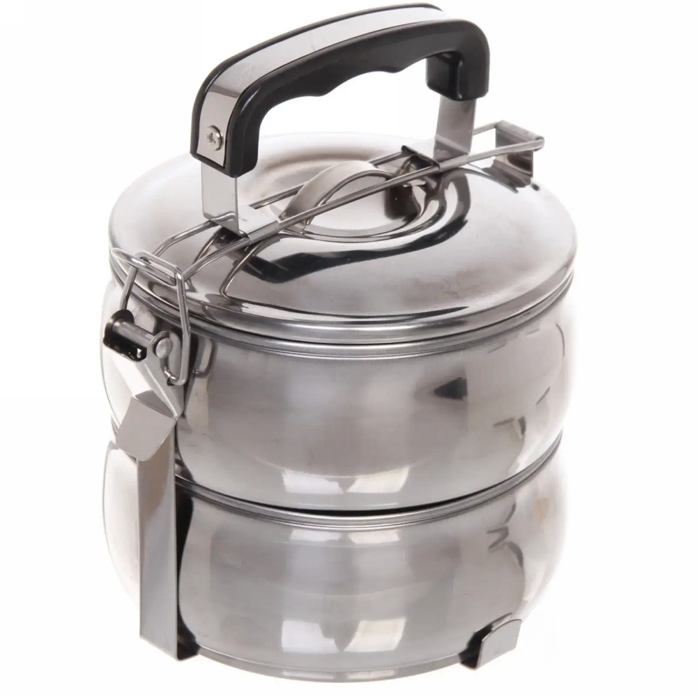 Контейнер для продуктов металлический 13,5*11см 2 уровня, круглый