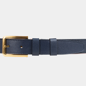 Женский ремень 35мм из кожи сафьяно, синего цвета