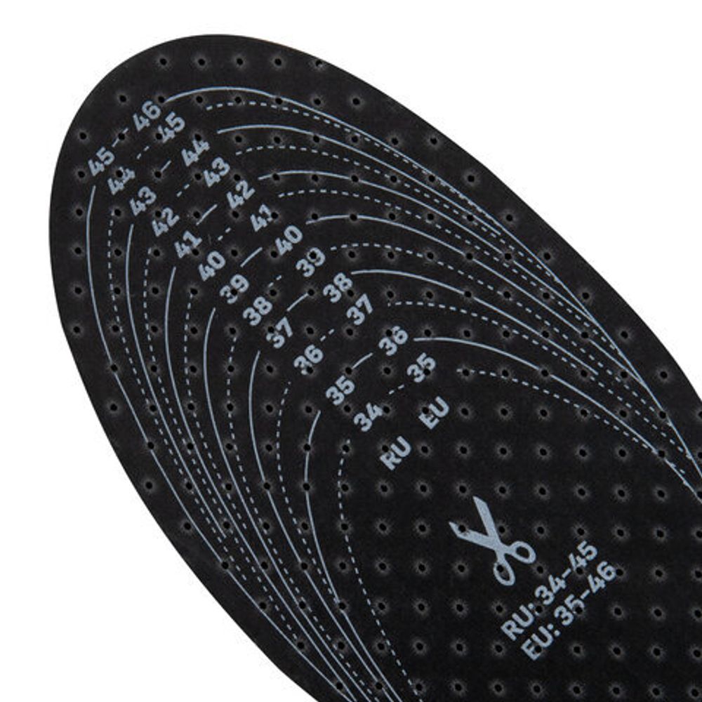 Стельки для обуви с активированным углем.Универсальный размер RU 34-45 / EU 35-46, с линиями выреза, SHEGRA (ШЕГРА), 700731