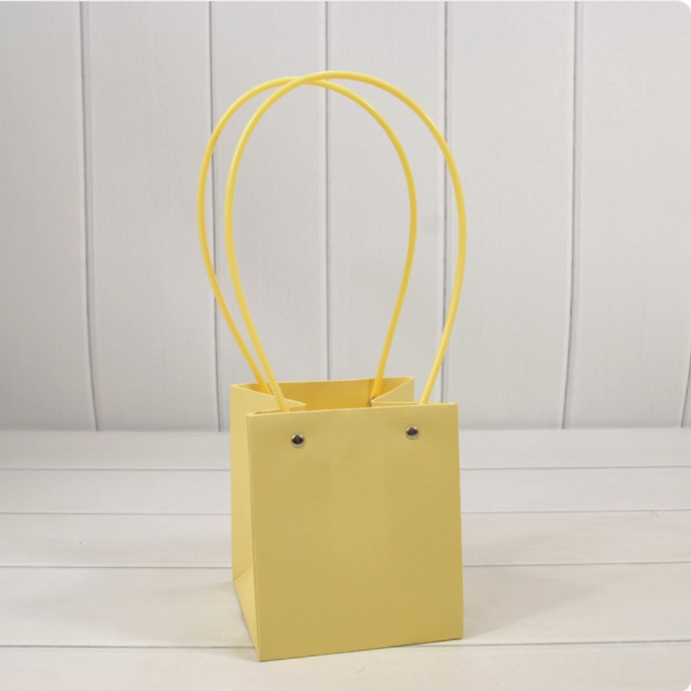 Пакет подарочный 15х13х13 Ваза для цветов (Желтый)