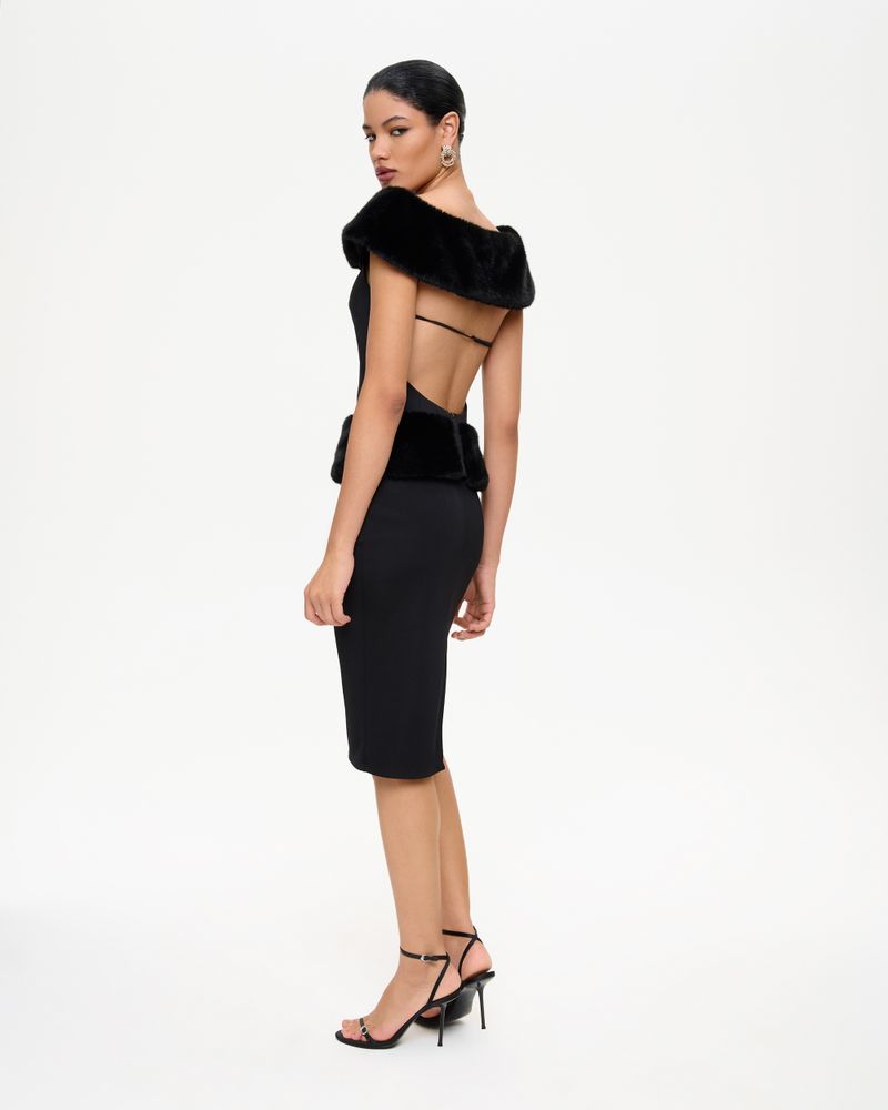 Топ из костюмной ткани с мехом