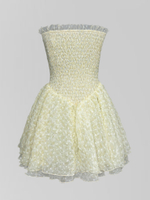 Платье YIYISTORY 3882 короткое с пышной юбкой, розой на шею и шортиками в комплекте