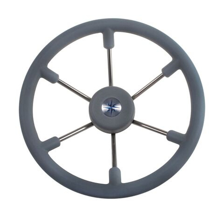 Рулевое колесо LEADER TANEGUM серый обод серебряные спицы д. 360 мм