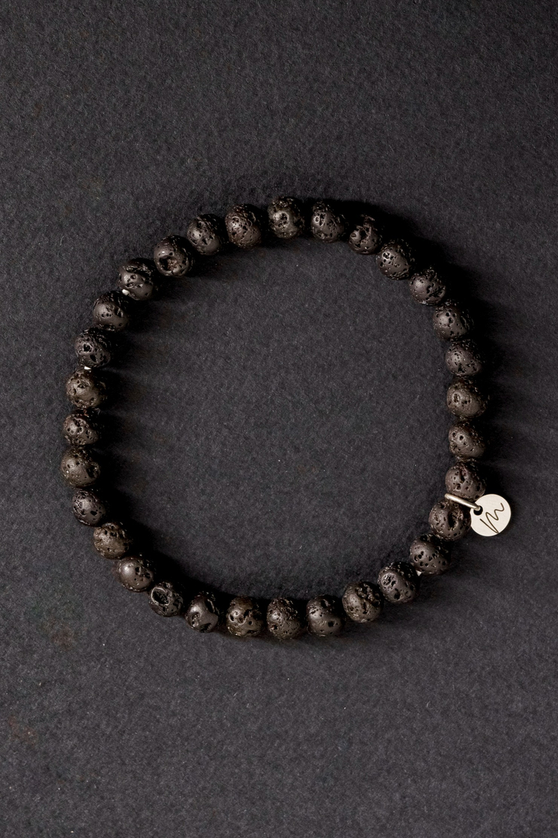 ХХХ Браслет "Memo about Intention" из вулканической лавы 6 мм с подвеской