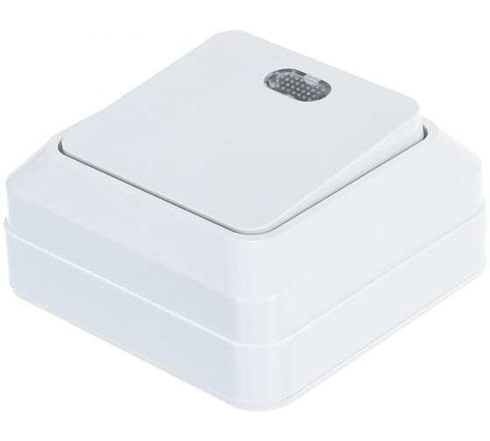 Выключатель ОП О0123 2-клавишный с подсветкой о/п 10А 220В белый Олимп