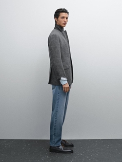 Massimo Dutti Зауженные джинсы из смесового хлопка со средней посадкой, индиго