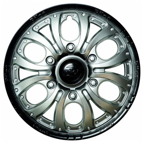 Колпак колеса R13 Пилот серебристо-черный (в мешке 4 упак) (LION)