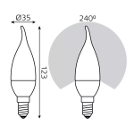 Лампа Gauss LED Elementary Свеча на ветру 6W E14 420 lm 3000K  34116