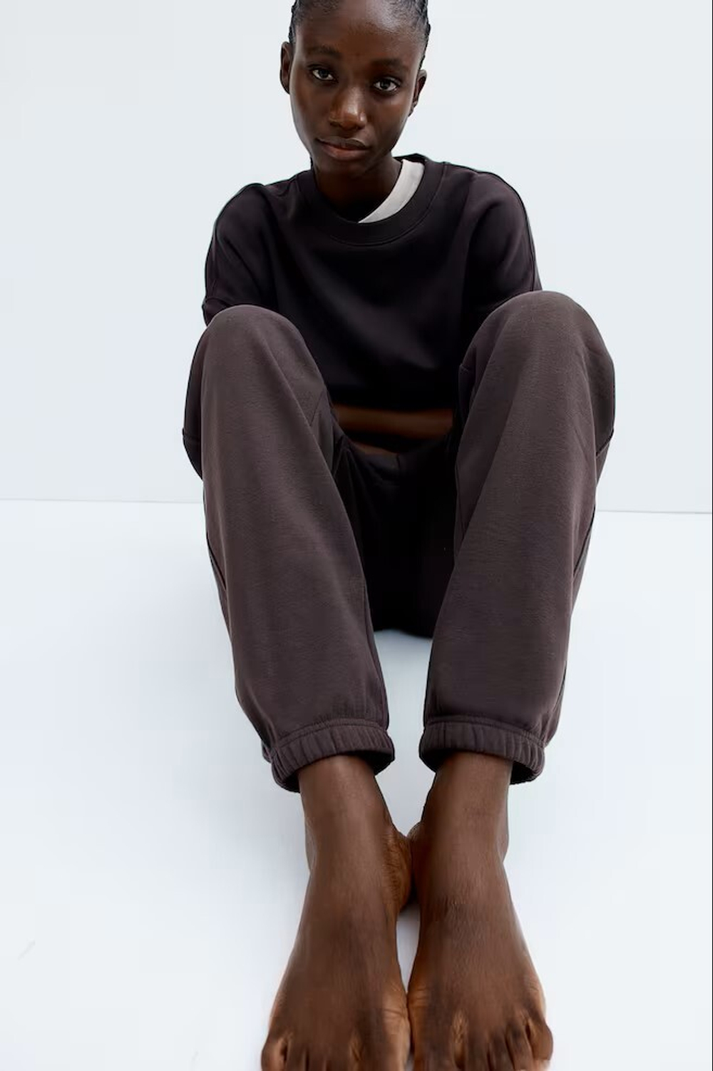 H&M Хлопковые спортивные брюки, темно-коричневый