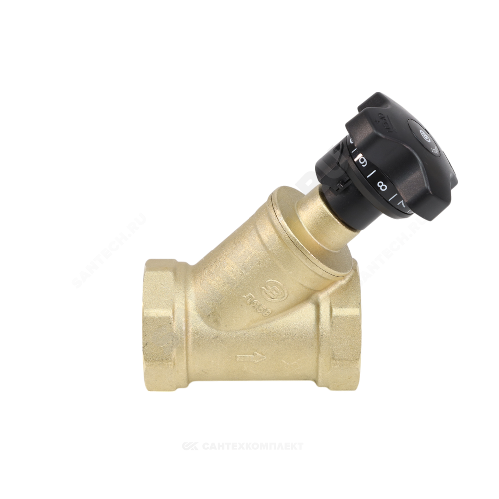 Клапан балансировочный ручной латунь 3180H Ду 32 G1 1/4" Ру16 Тмакс=120 оС ВР Kvs=12.5м3/ч без ниппелей Benarmo