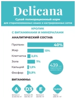 Delicana Сухой корм для стерилизованных кошек с кроликом, 8 кг