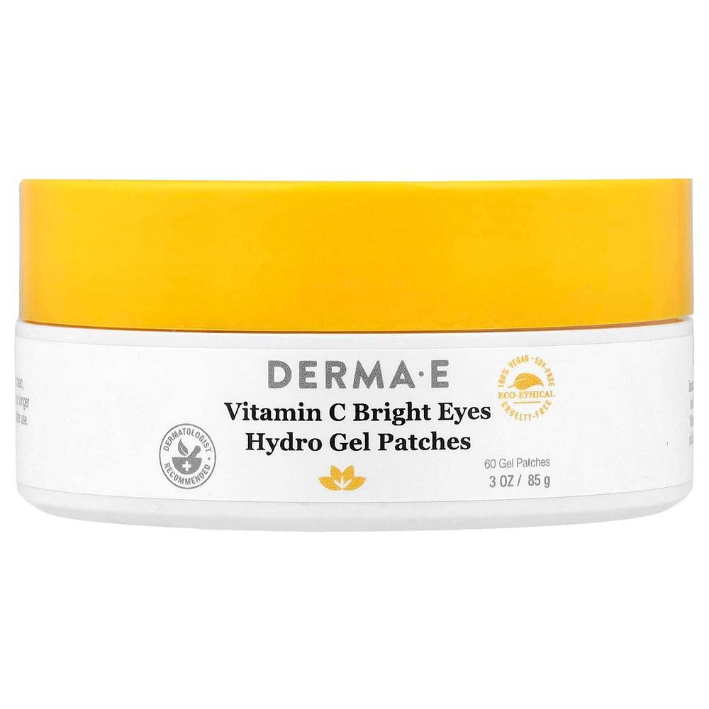 DERMA E, Гидрогелевые патчи для глаз с витамином C Bright, для всех типов кожи, 60 гелевых патчей