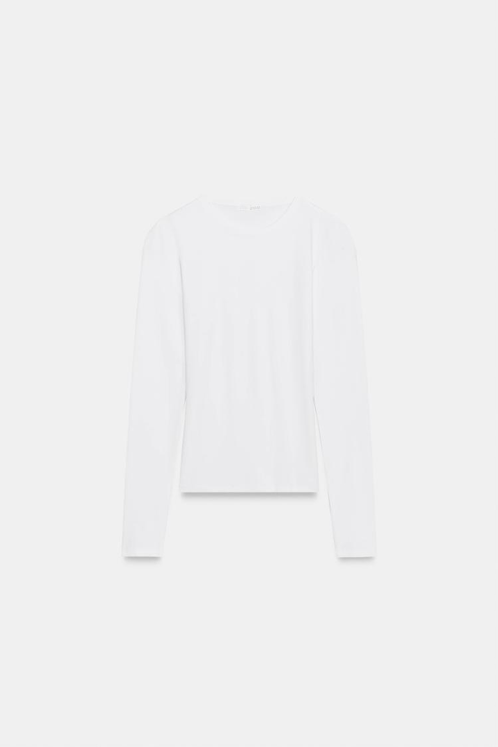 ZARA ФУТБОЛКА С ДЛИННЫМИ РУКАВАМИ, БЕЛЫЙ