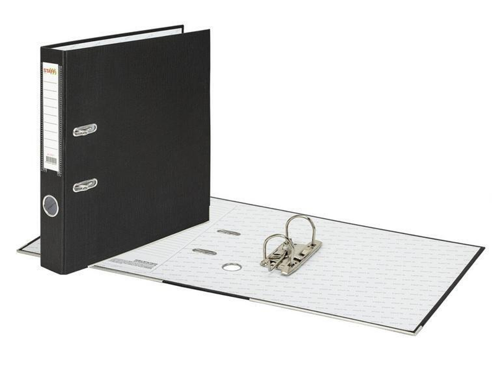 Папка-регистратор 50мм с уголком,черная,СЪЕМНЫЙ МЕХАНИЗМ "Profit" (STAFF)
