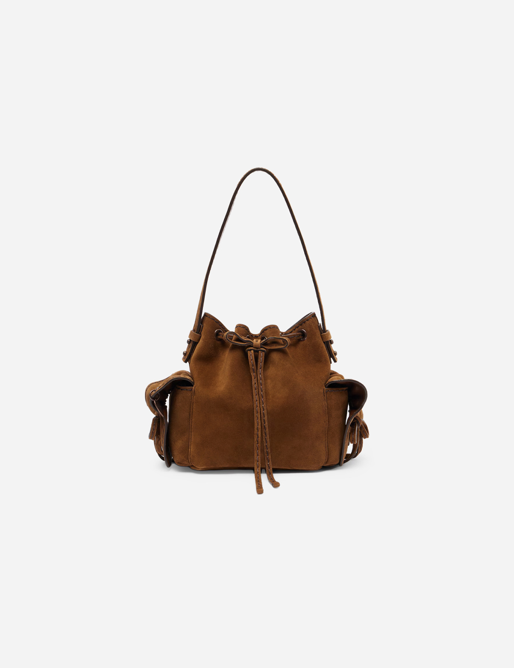 Сумка Acne Studios Multipocket Mini Suede Bucket Bag Cognac Brown
