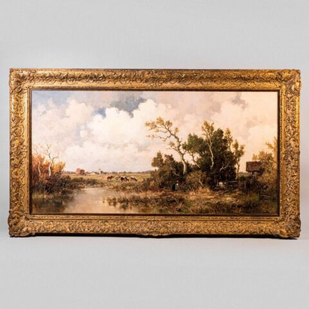 Винтаж: Картина «Пасущиеся коровы»