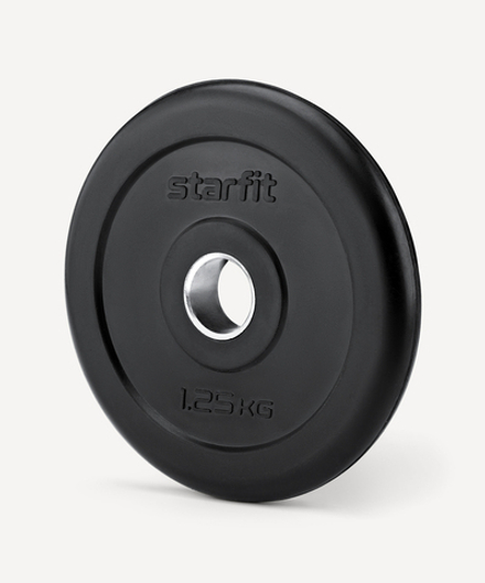 Диск обрезиненный BB-202 d=26 мм, стальная втулка, черный, 1,25 кг