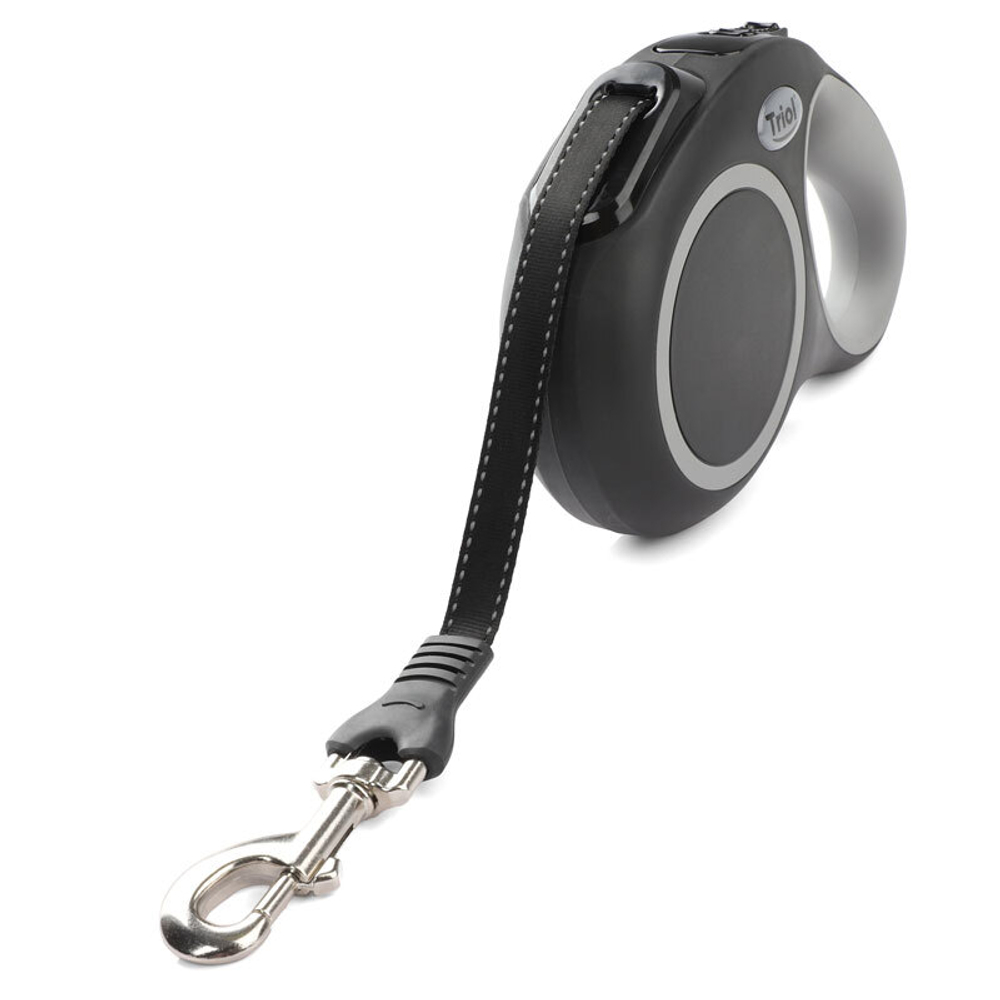 Поводок-рулетка для собак Urban L, 5м до 50кг, лента, черный, Triol