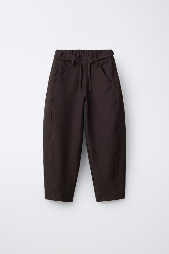 ZARA БРЮКИ BARREL НА ШНУРКЕ, КОРИЧНЕВЫЙ