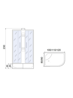 Душевая кабира  МОНОМАХ 10000012098 XL 100/80/44 МЗ L  с поддоном