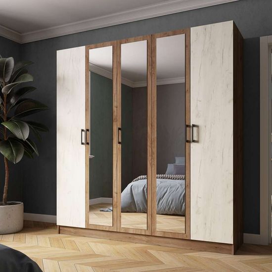 Шкаф ВЕГАС 2000 дуб крафт табачный / дуб крафт белый