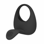 Чёрное эрекционное кольцо с вибрацией и клиторальным язычком (Цвет: черный)