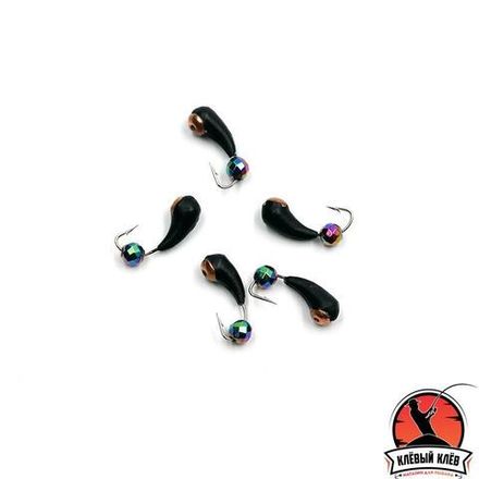 Мормышка вольф. безнасадочная "ЯМАН" Уралка с отв. с медной коронкой, d-4 мм, вес 1,0 г, кристалл хамелеон